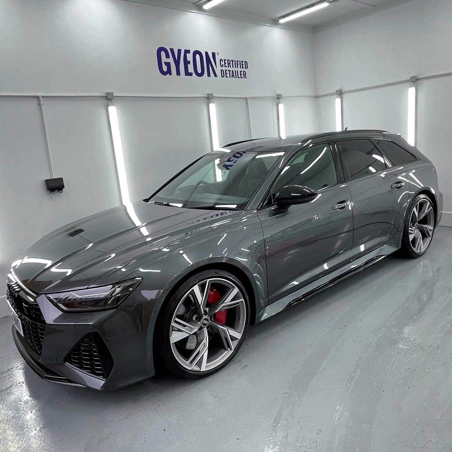 A Daytona grey Audi RS6 Avant complete after stage 1 paint correction, detail, and Xpel PPF