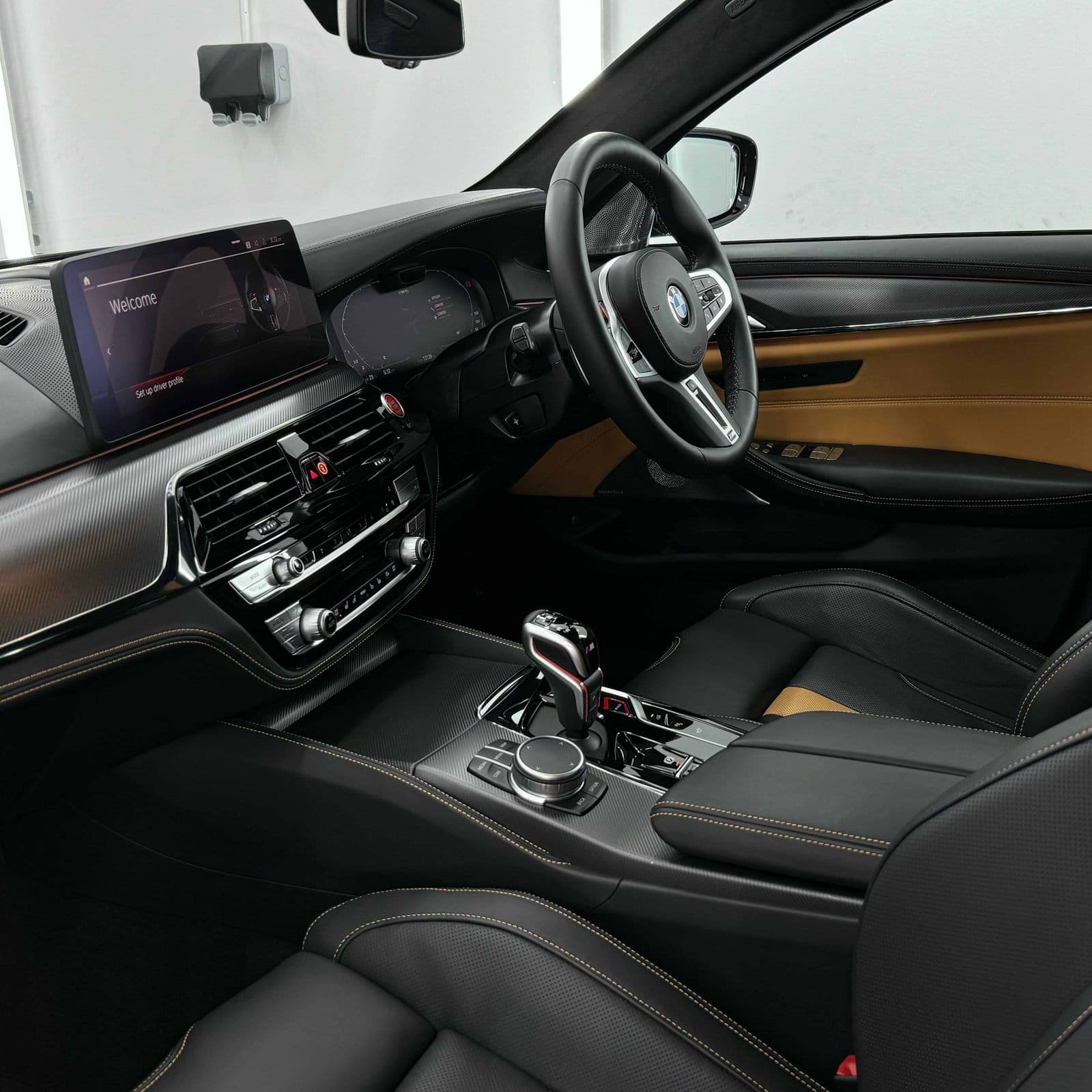 Interior detail of a 2020 BMW M5 Competition